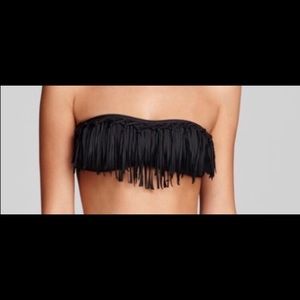L’Space Black Fringe Bandeau Bikini Top